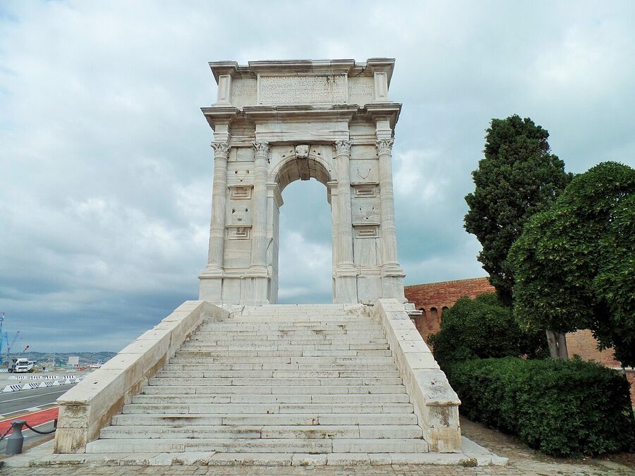 The Arch of Trajan in Ancona, a Roman triumphal arch on the harbour built in 115 AD