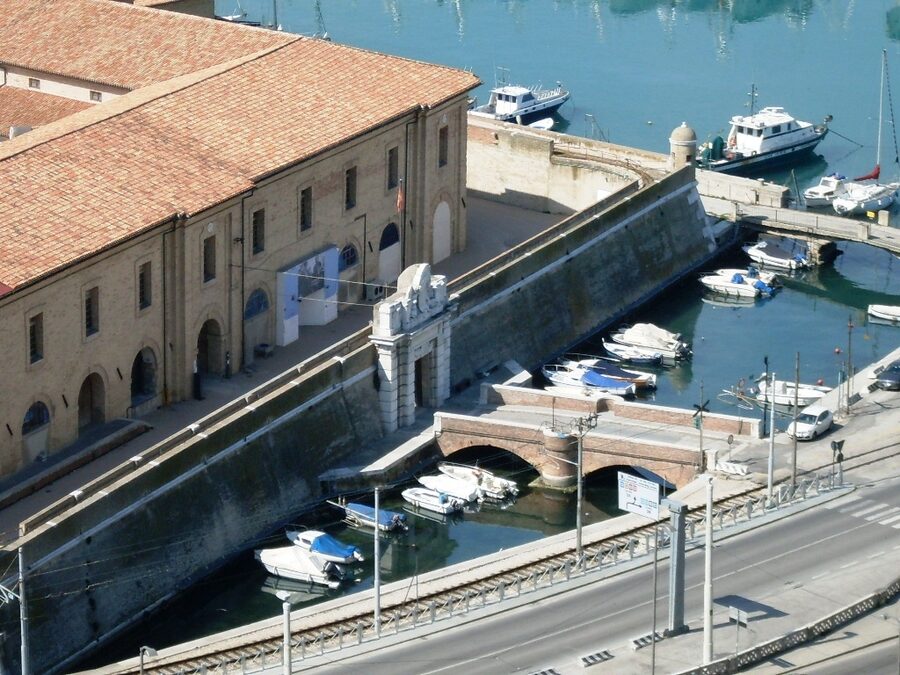 The pentagonal Mole Vanvitelliana (Lazzaretto) in Ancona harbour, 18th century quarantine building
