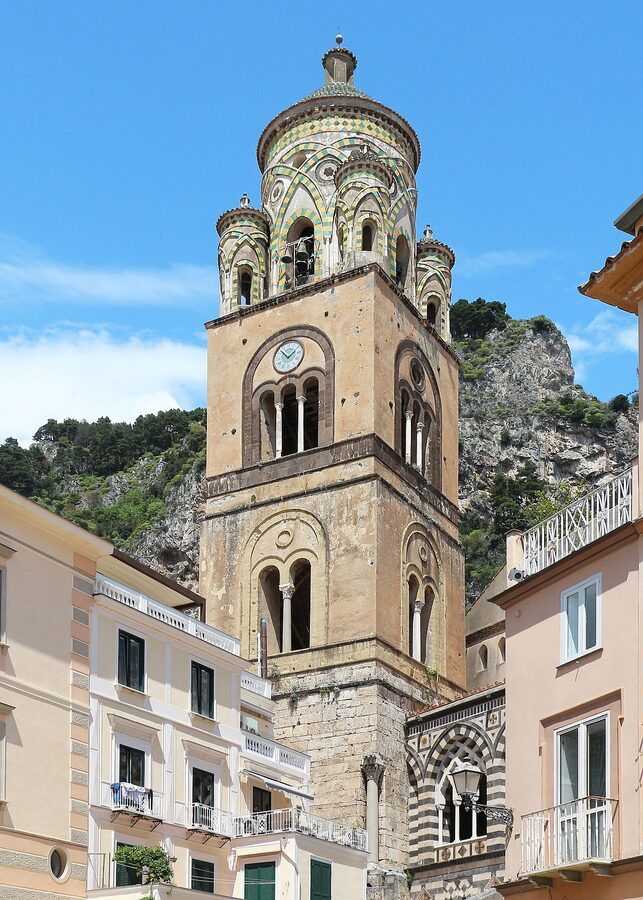 The striped Arab-Norman facade of Amalfi Cathedral