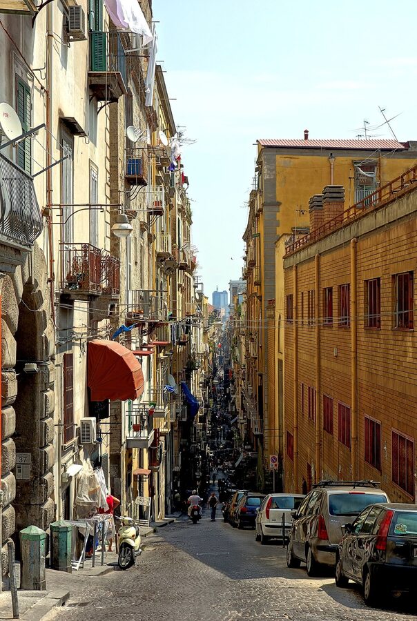 Spaccanapoli, the long straight street slicing through the historic centre of Naples