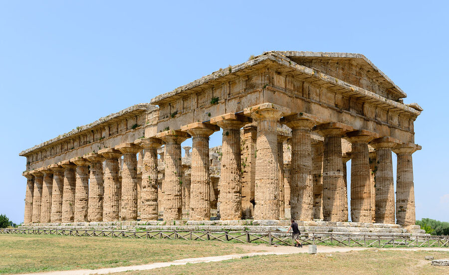 The Temple of Hera II at Paestum, an intact 5th-century BC Greek temple