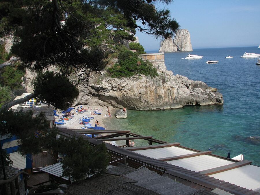 Marina Piccola, the south-facing beach below Capri town