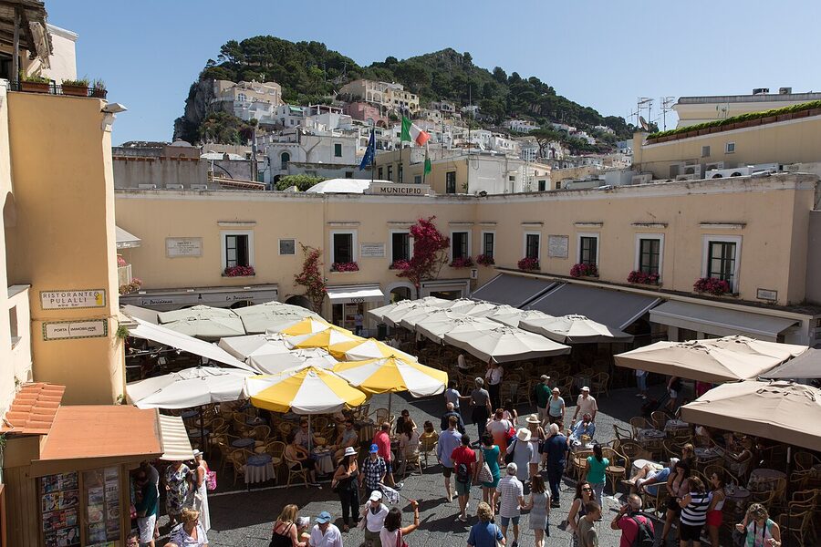 La Piazzetta, the main square of Capri town with the 17th-century clock tower