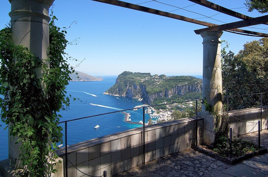 View from the rotunda at Villa San Michele in Anacapri, looking down over the harbour