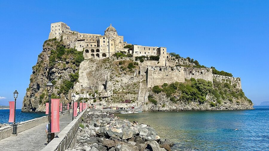 The Aragonese Castle on its rocky islet off Ischia Ponte