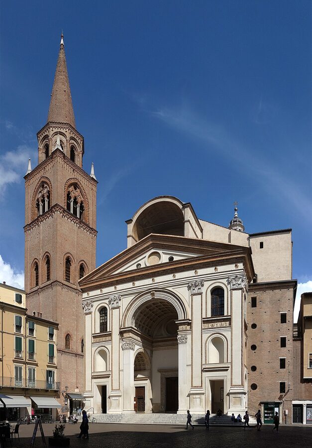 The Basilica di Sant'Andrea in Mantova, designed by Leon Battista Alberti with a Renaissance façade
