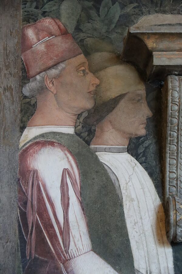 The Camera degli Sposi or Camera Picta by Mantegna in the Palazzo Ducale Mantova, showing illusionistic frescoes of the Gonzaga court