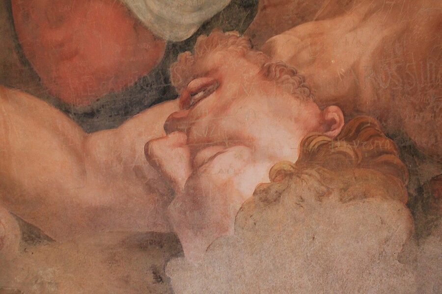 The Sala dei Giganti in Palazzo Te, Mantova — frescoes of giants being crushed by collapsing architecture