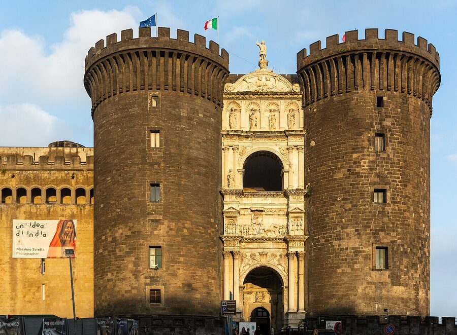 The Renaissance triumphal arch entrance of Castel Nuovo, Naples