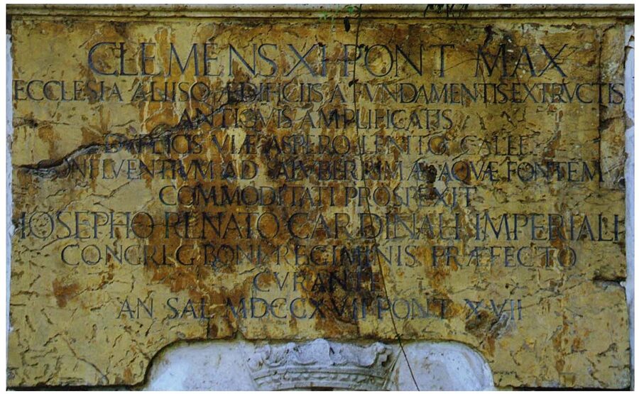 Stone inscription of Pope Clement XI at Bagni di Nocera, dated 1717