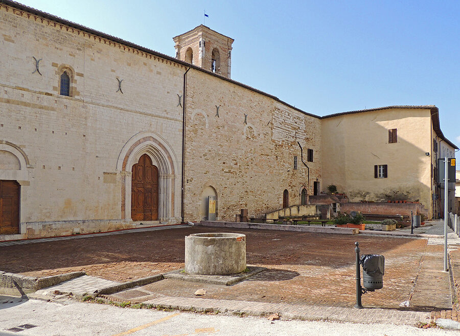 Piazza Caprera, the main square of Nocera Umbra, in front of the Chiesa di San Francesco