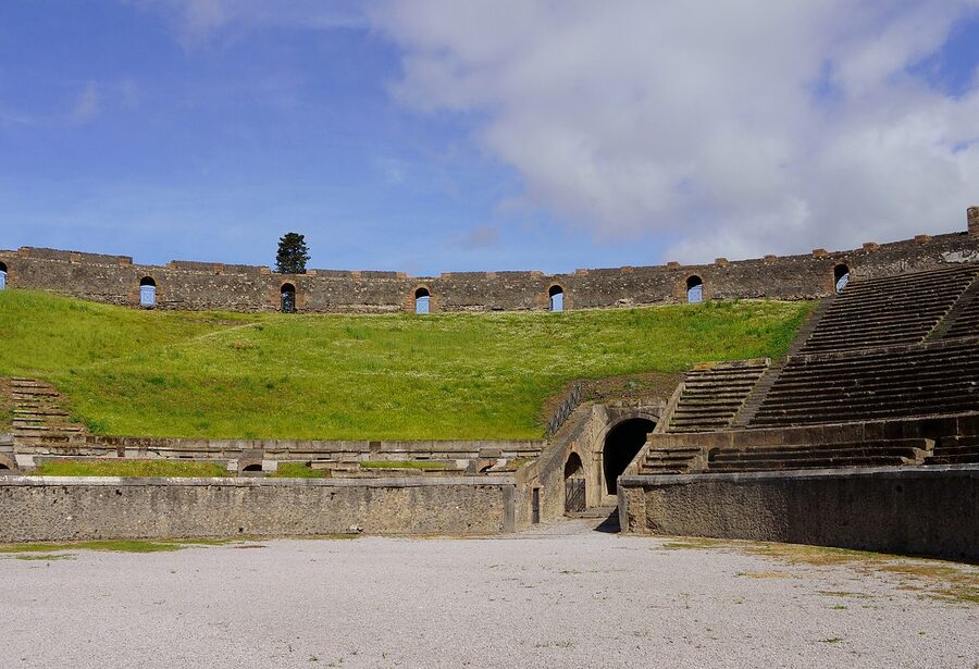 Inside the arena of the Pompeii Amphitheatre