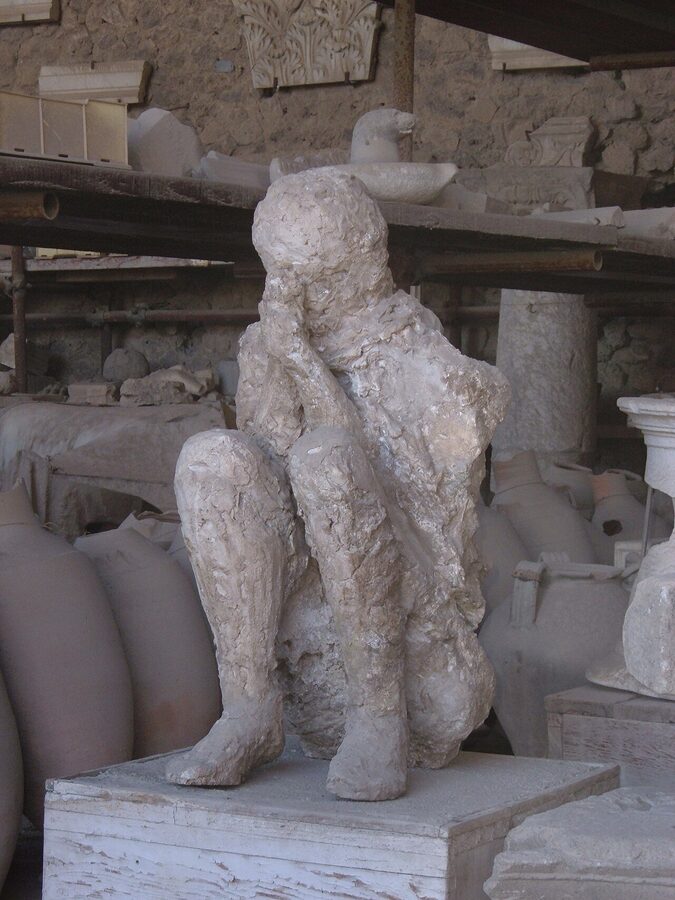 Plaster cast of a victim of the 79 AD Vesuvius eruption at Pompeii