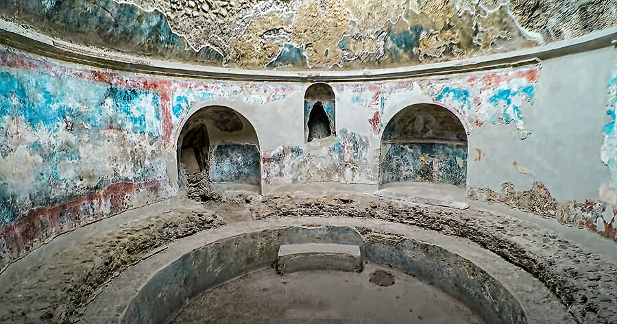 The men's cold-bath room (frigidarium) in the Stabian Baths, Pompeii