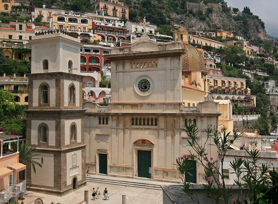 The majolica-tiled dome of Santa Maria Assunta, Positano