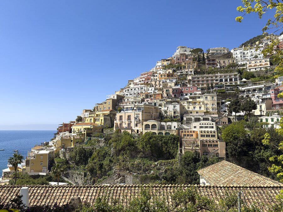 Positano cascading down the cliff to the Tyrrhenian Sea