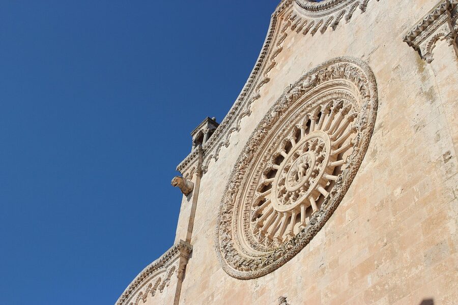 The Gothic cathedral of Ostuni with its distinctive rose window
