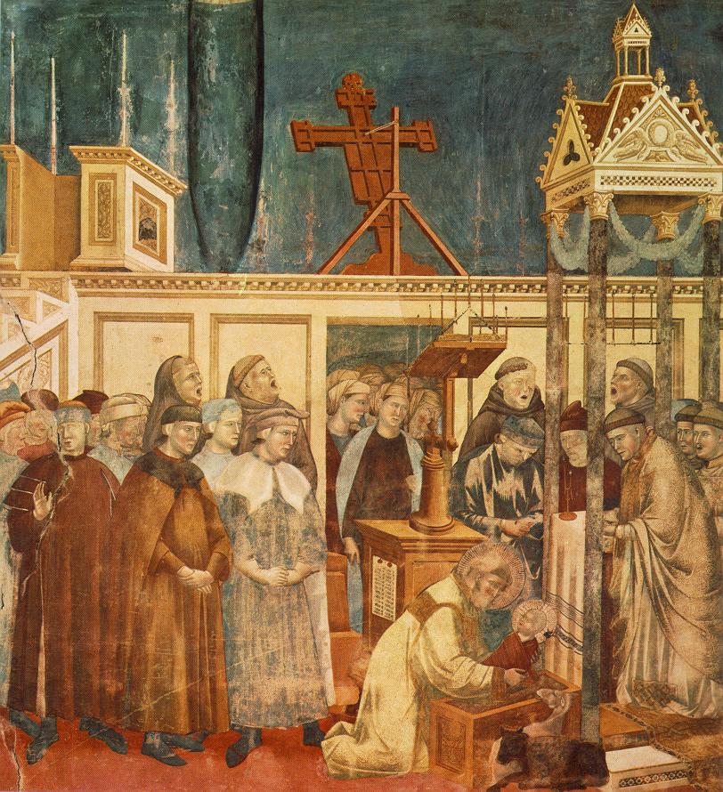 Giotto's fresco of the first Christmas creche at Greccio