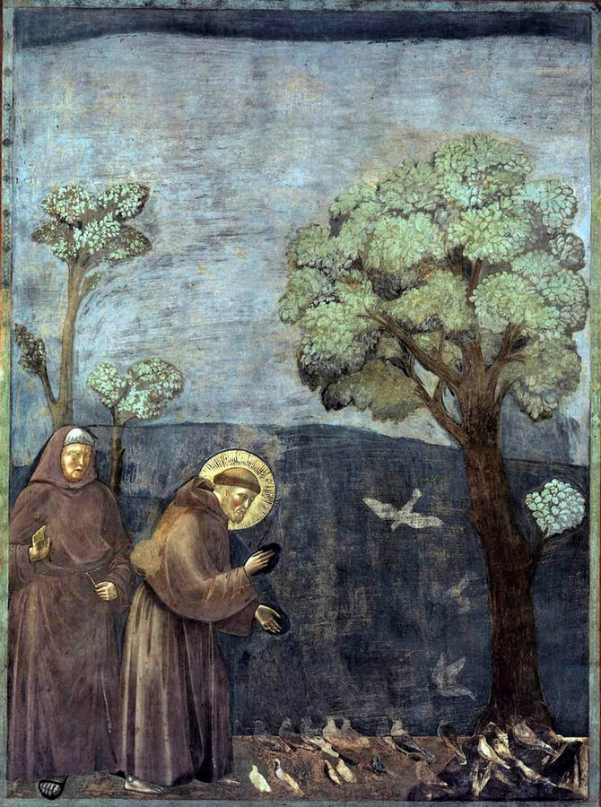 Giotto's fresco of Saint Francis preaching to the birds
