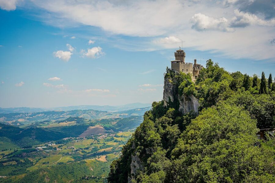 La Cesta, the second tower of San Marino, with panoramic views across the Apennines