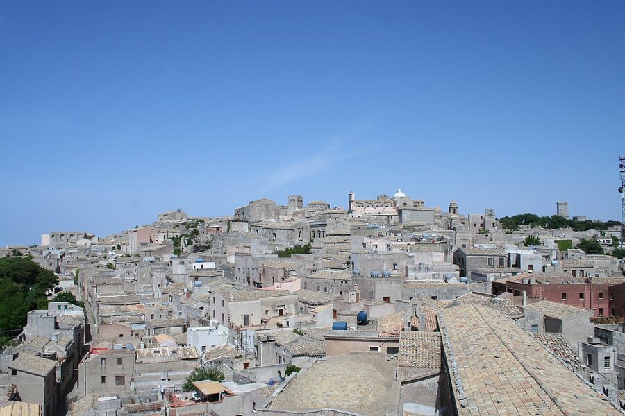The medieval town of Erice on a mountain above Trapani, western Sicily