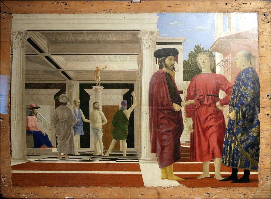 The Flagellation of Christ by Piero della Francesca in the Galleria Nazionale delle Marche, Urbino