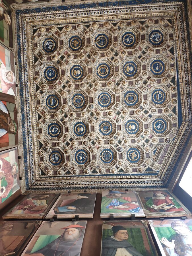 The Studiolo of Federico da Montefeltro in the Palazzo Ducale Urbino with intarsia wood inlay walls